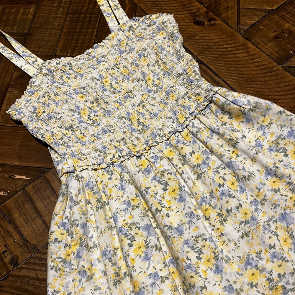 Hollister Floral Midi Dress - Yellow and Blue